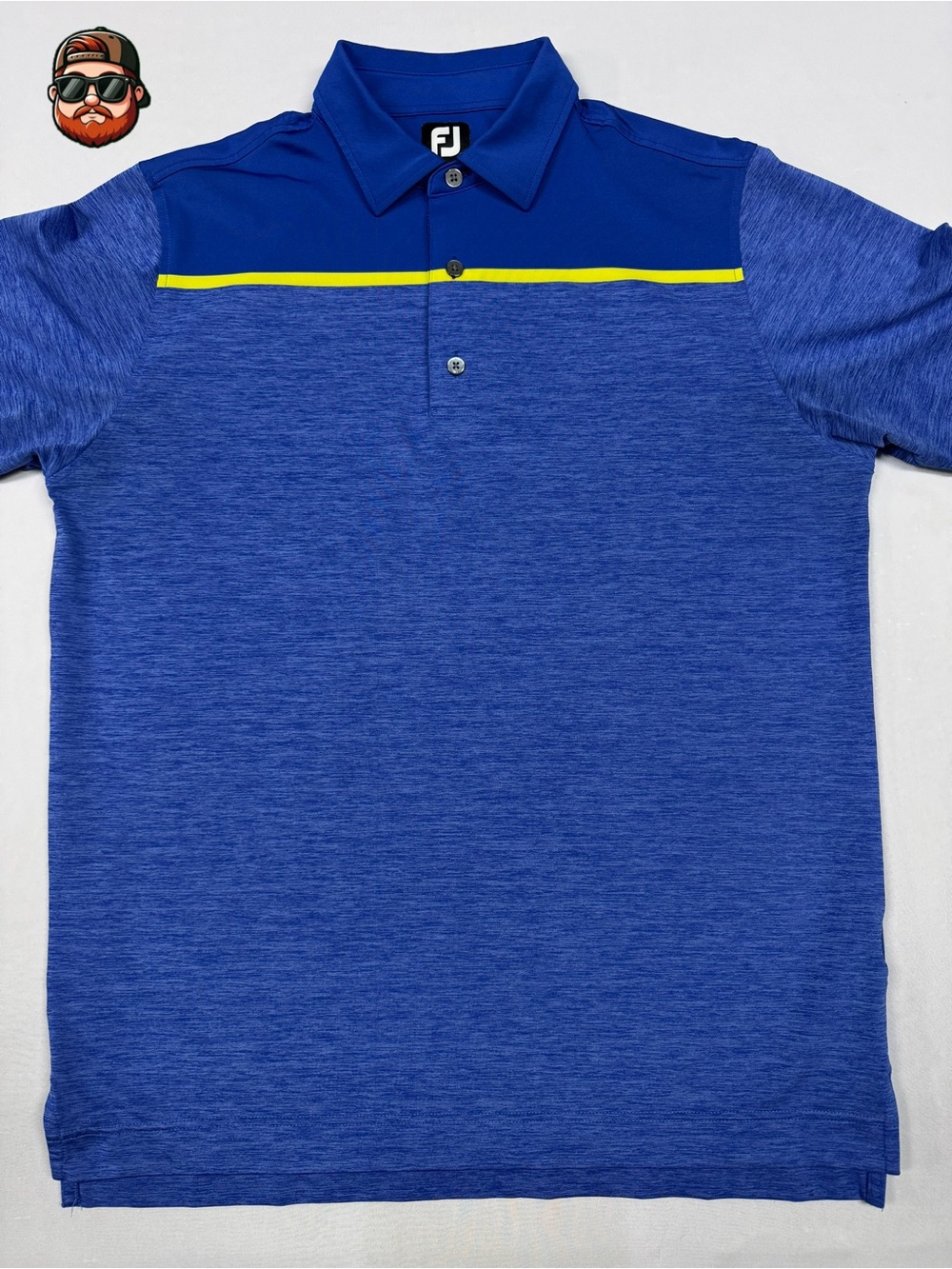 Men’s FootJoy Large Blue Two Tone Performance Golf Polo Short Sleeve Shirt